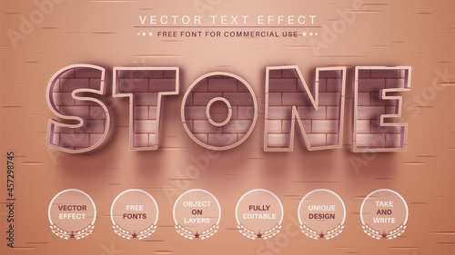 Fototapeta Naklejka Na Ścianę i Meble -  Brick Stone - Editable Text Effect, Font Style