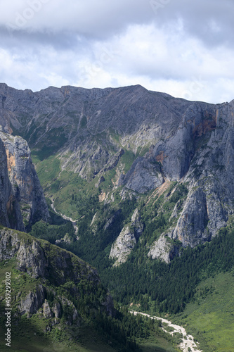 High altitude mountain landscape under blue sky