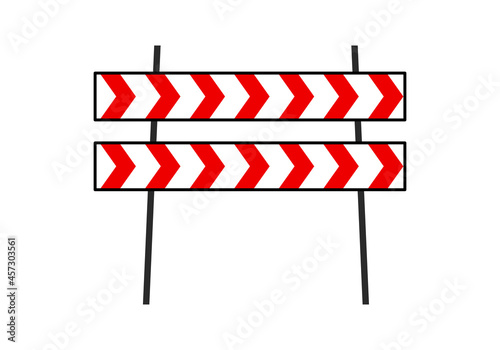 Vector illustration of red and white road barrier.