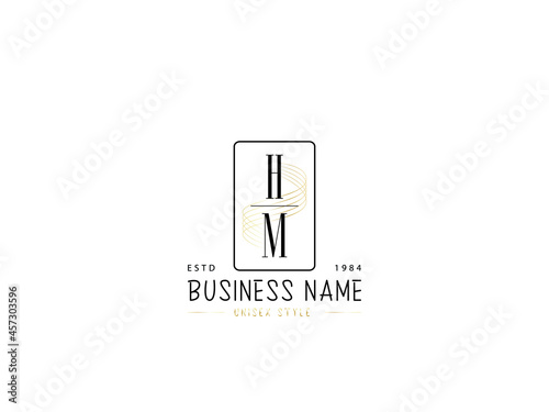 Letter HM Logo, Minimal hm logo icon design for wedding, fashion, apparel and clothing brand or all kind of use