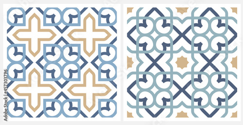 Set of 2 Colorful Moroccan Patterns Art Vector photo