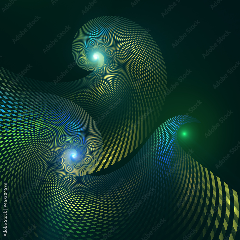 Abstract fractal art background of chequered spirals, suggestive of breaking waves in an op-art or pop-art style. Abstract fractal art background of chequered spirals, suggestive of breaking waves in an op-art or pop-art style.