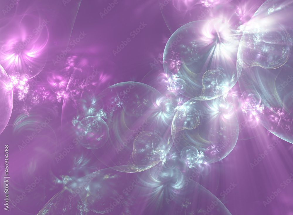 Obraz premium Abstract fractal art background which suggests a floral pattern and pearly bubbles, in pretty pastel pink and, silver.