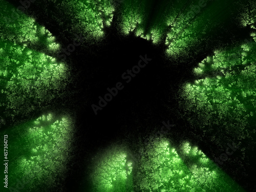 Abstract fractal art background perhaps suggestive of a paranomal phenomenon spreading across the outside of a dirty window. Or something seen through a microscope. Or light through trees in a forest.