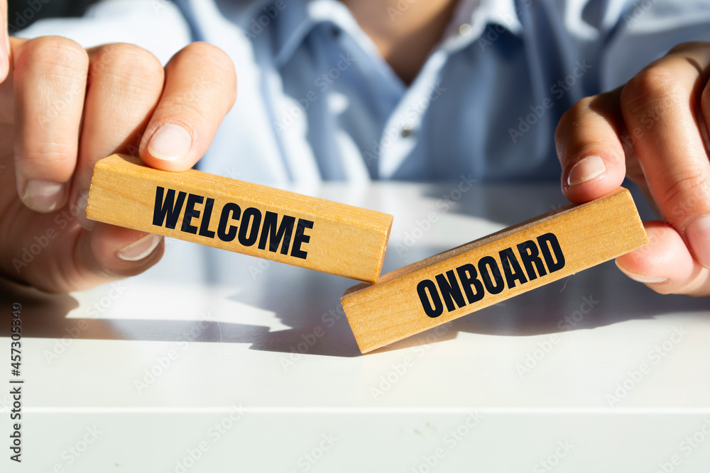 onboard symbol. Wooden blocks with words onboard