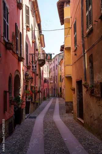 Street of Garbagna, historic city in Alessandria province, Italy