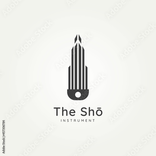 sho japanese classical music instrument silhouette logo template vector illustration design