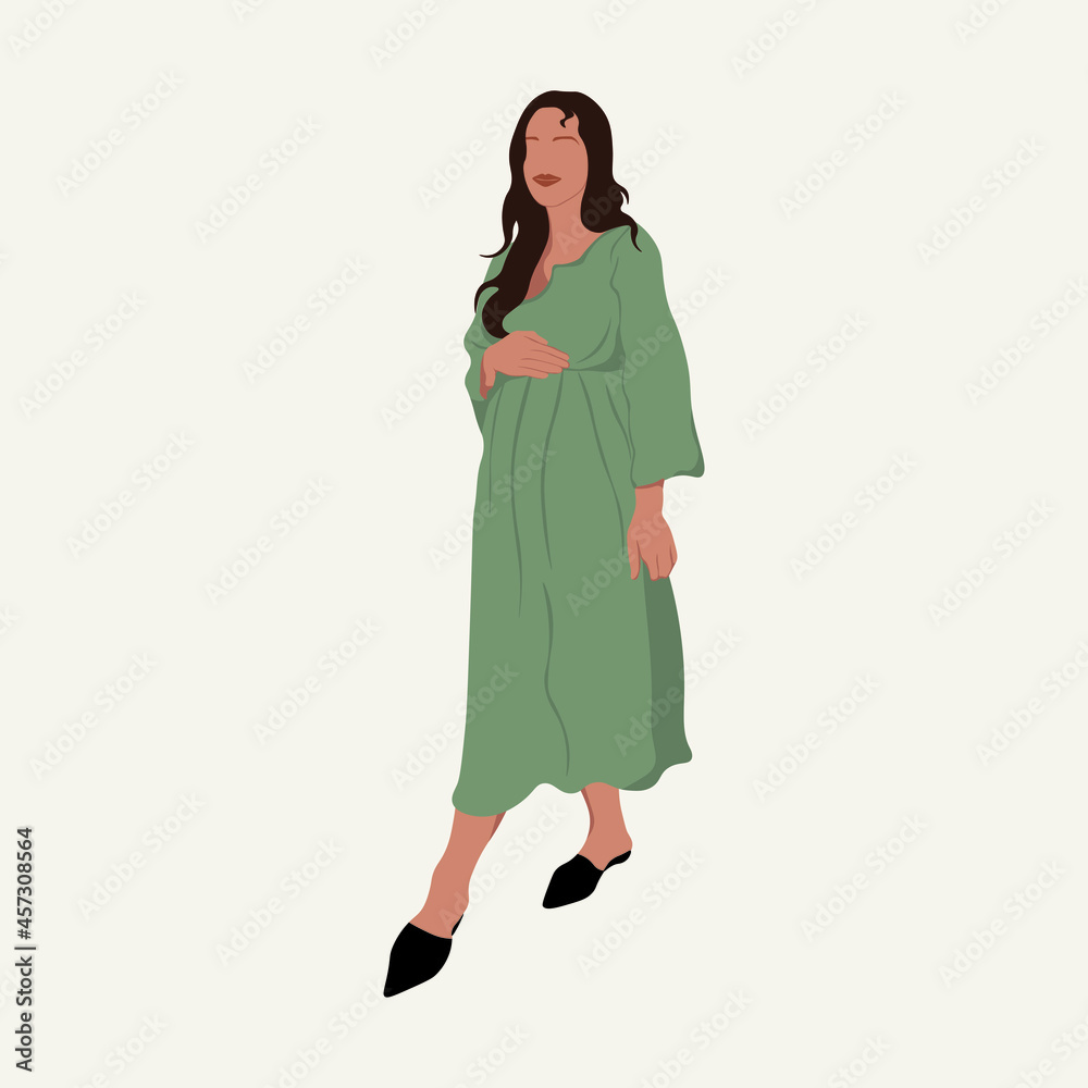 Pregnant woman. Modern. Vector conceptual illustration.