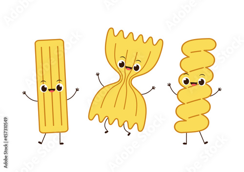 Pasta noodles character design. Pasta noodles on white background. 