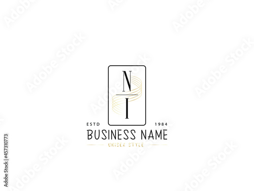Letter NI Logo, Minimal ni logo icon design for wedding, fashion, apparel and clothing brand or all kind of use