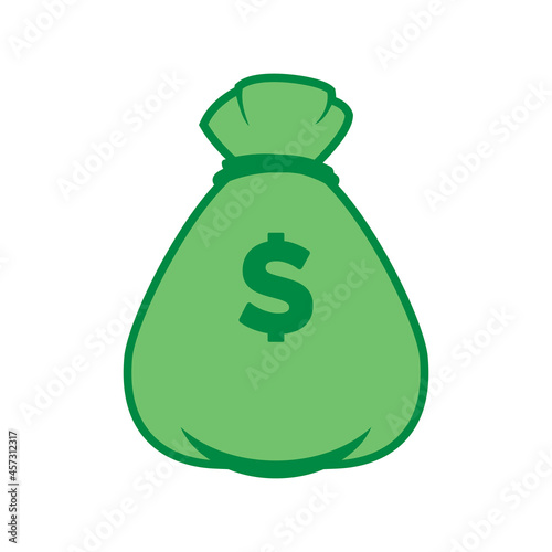 Green money bag with dollar symbol icon vector. Green sack with money icon isolated on a white background. Financial symbol vector