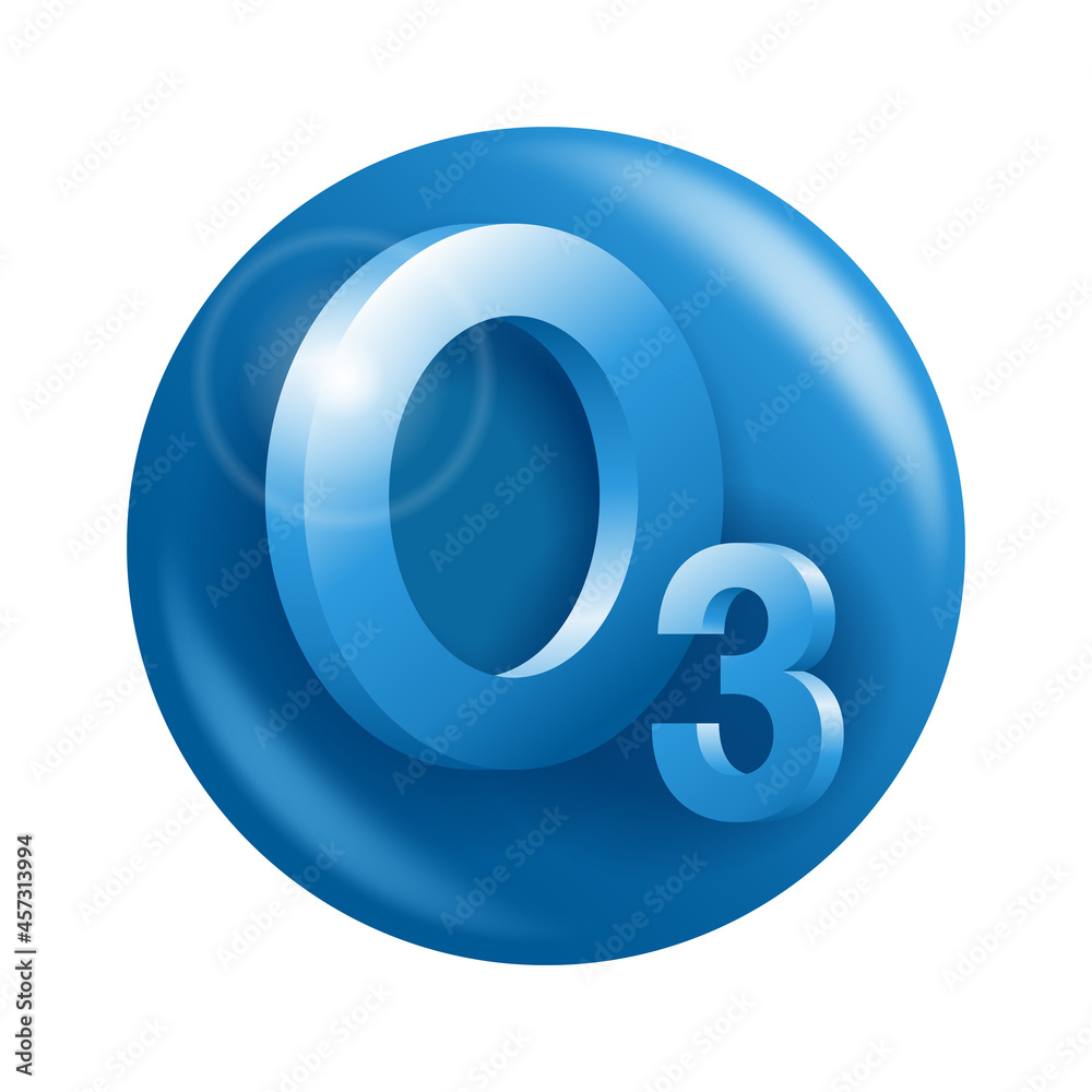 Ozone O3 3D icon - greenhouse gas pictogram Ozone O3 3D icon - greenhouse gas pictogram