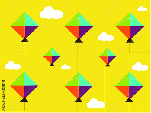 background with triangle kites in yellow background