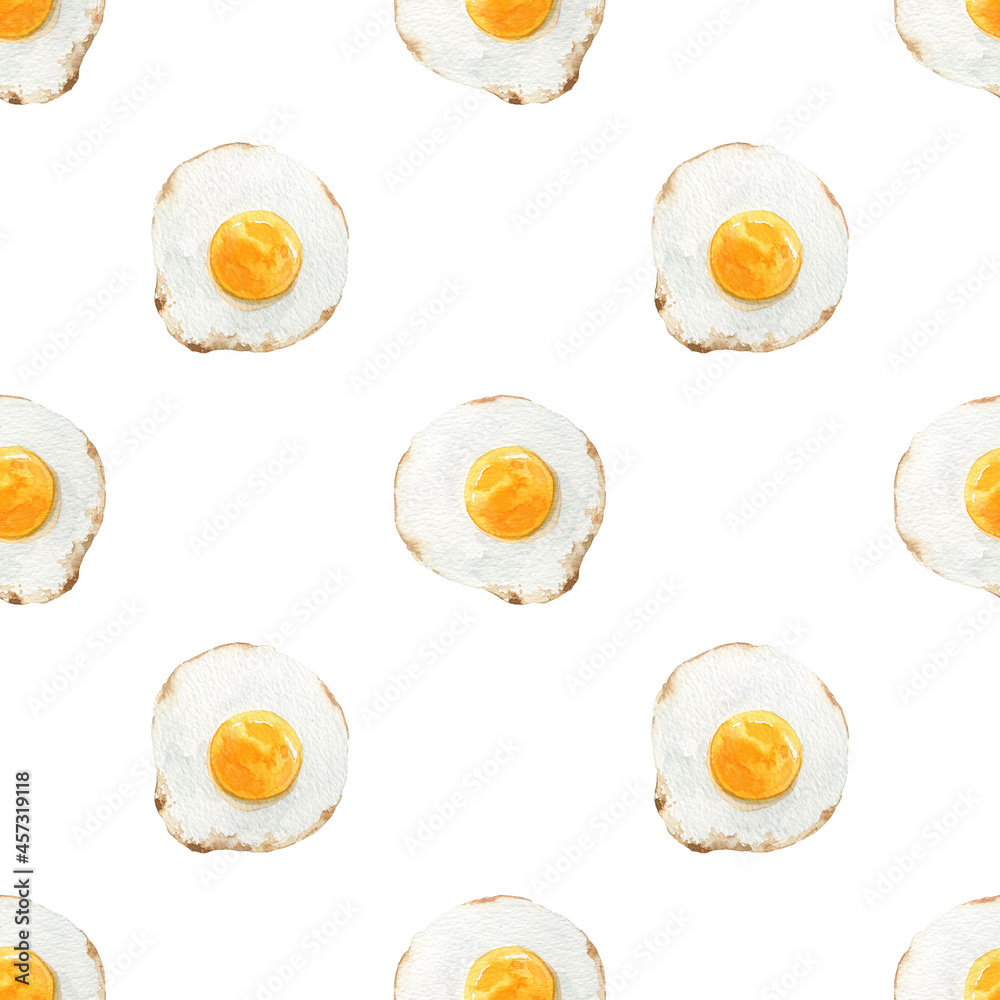 Watercolor seamless pattern with eggs. Handmade illustration, on a white background Watercolor seamless pattern with eggs. Handmade illustration, on a white background