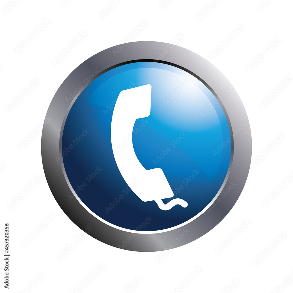 Blue phone button. Blue phone button.