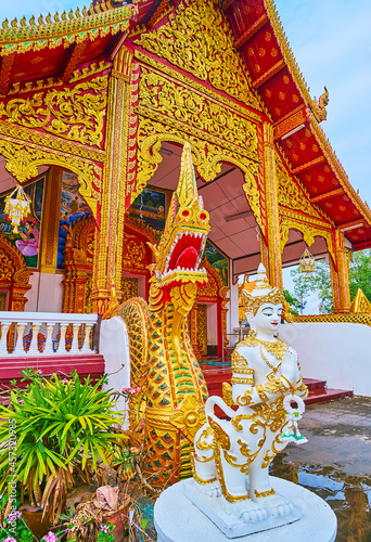 The mythical creatures at the Wat Sangkharam Temple, Lamphun, Thailand photo