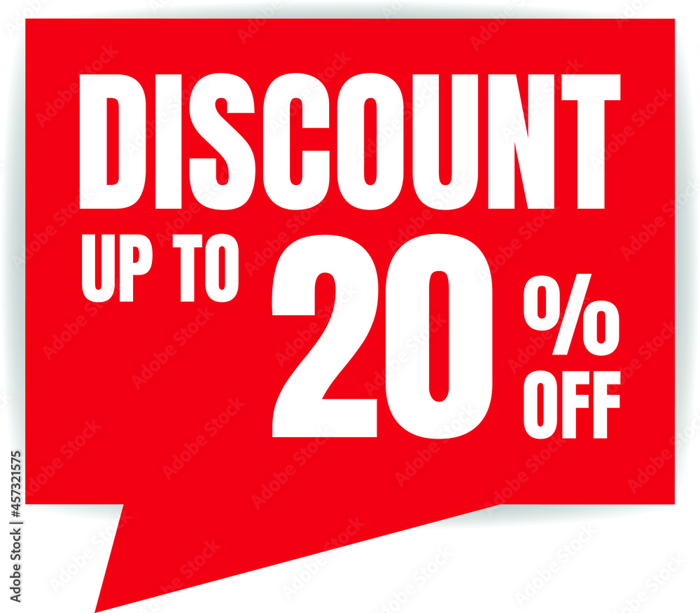 20 Percent Off, Discount Sign Banner or Poster. Special offer price signs