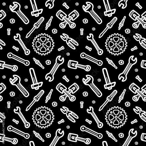 Seamless pattern with automotive equipment icons