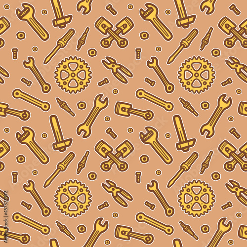 Seamless pattern with automotive equipment icons