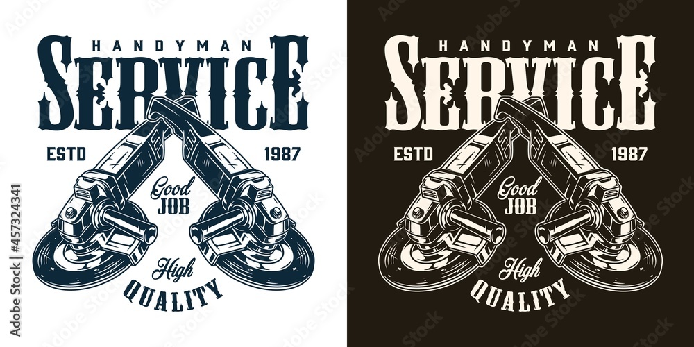 Fototapeta premium Handyman service monochrome logo