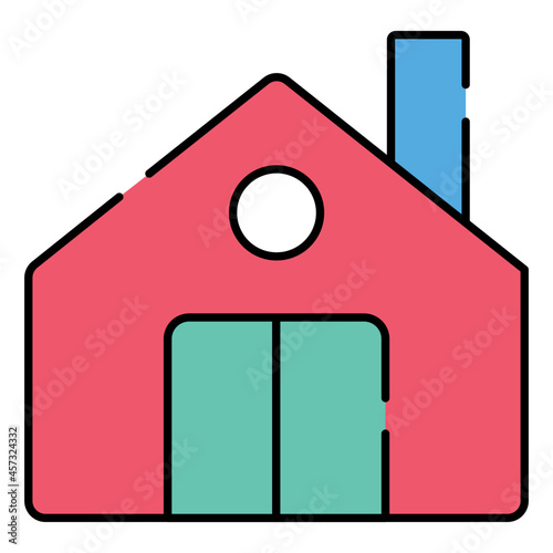Residential property icon, flat design of accomodation 