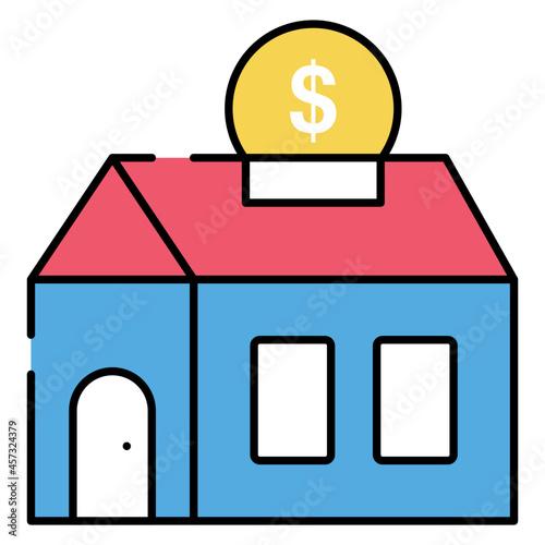 House building with dollar denoting concept of expensive home