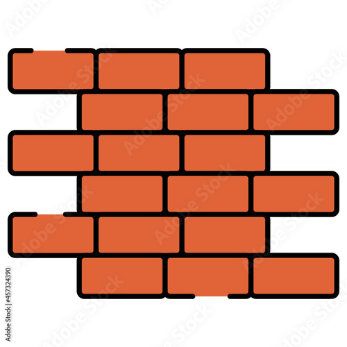 Bricks with trowel, icon of wall construction 