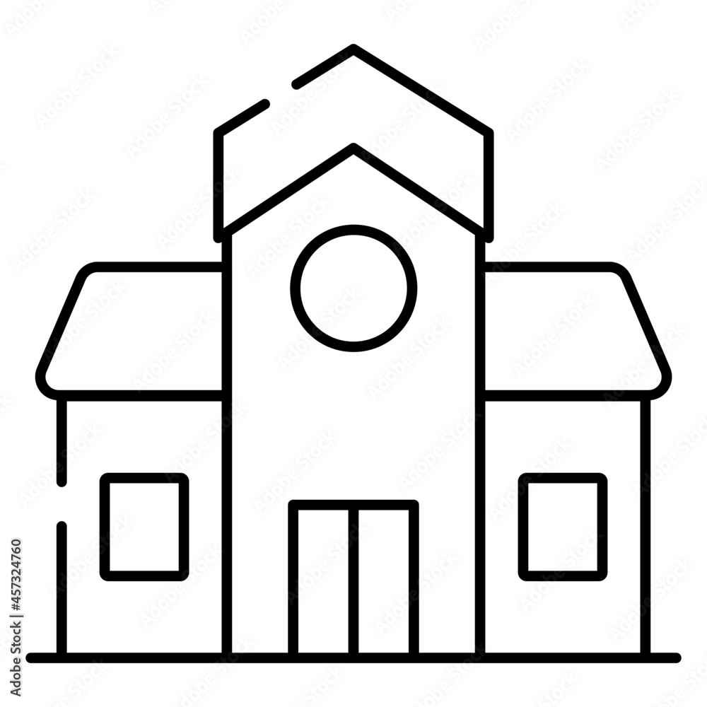 Residential property icon, linear design of bungalow Residential property icon, linear design of bungalow