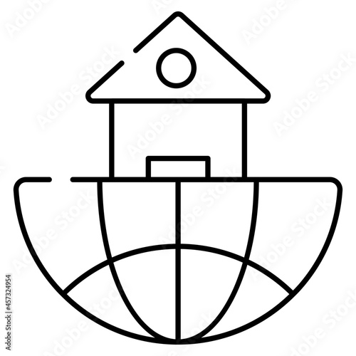 An editable design icon of globe with building, urbanization

