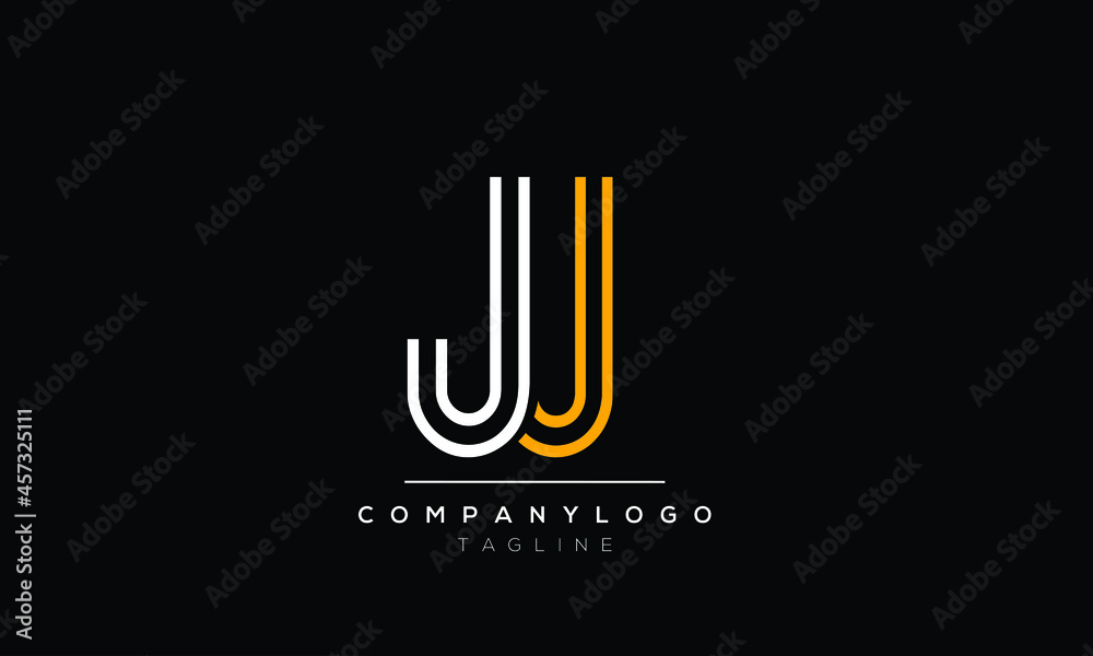 Abstract Letter Initial JU UJ  Vector Logo Design Template.