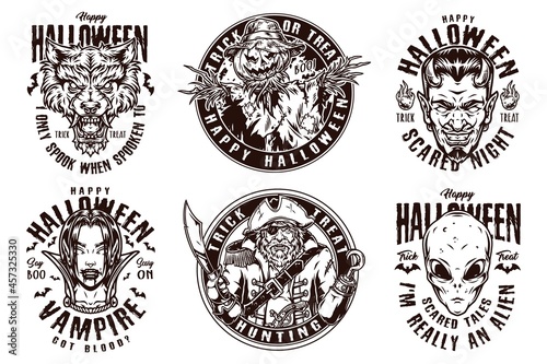 Halloween party vintage logos