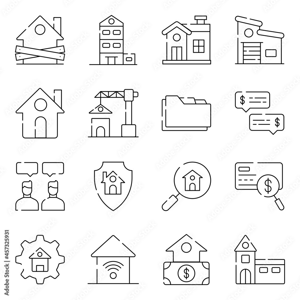 Pack of Real Estate Linear Icons