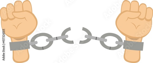 Vector illustration of hands breaking chains