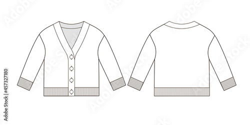 Fashion technica drawing of baby cardigan