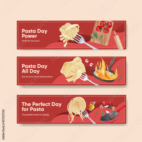 Banner template with pasta cancept,watercolor style