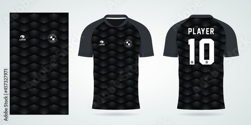 black sports jersey template for team uniforms and Soccer t shirt design