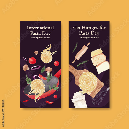 Flyer template with pasta cancept,watercolor style