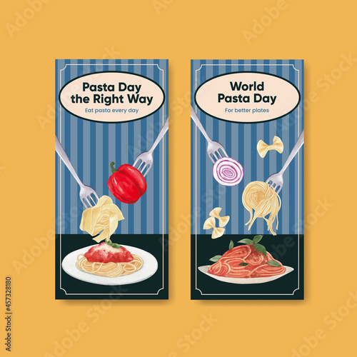 Flyer template with pasta cancept,watercolor style