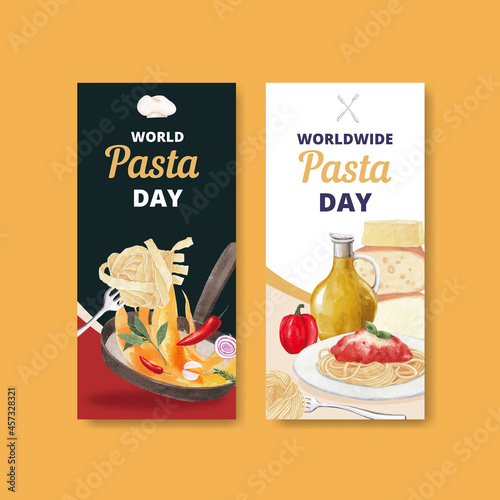 Flyer template with pasta cancept,watercolor style