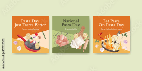 Banner template with pasta cancept,watercolor style
