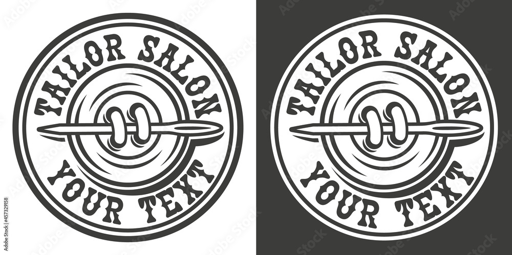 The vintage badge on the tailor salon theme. The text is in a separate group