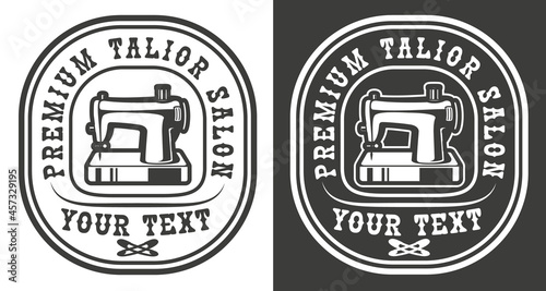 Vintage emblem of a craft tailor salon theme with sewing machine