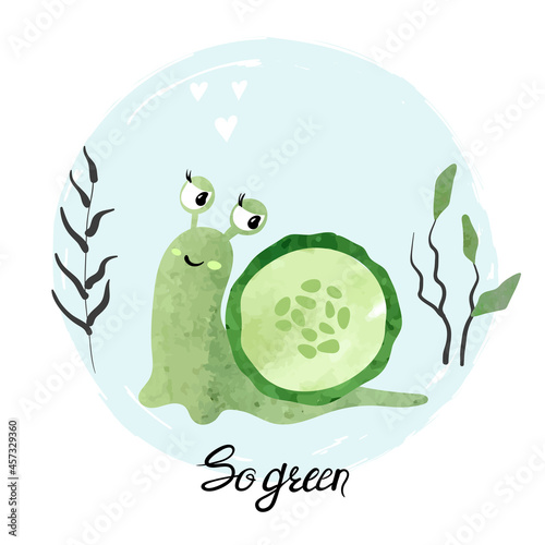 Cute cartoon snail with cuc...