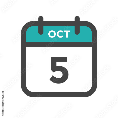 October 5 Calendar Day or Calender Date for Deadlines or Appointment