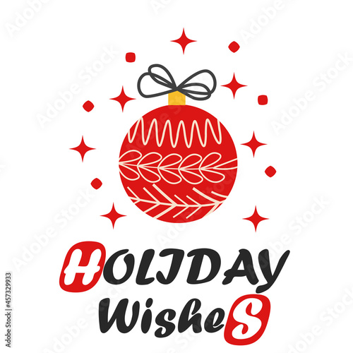 Christmas and Happy New Year illustration. Trendy retro style, design template.