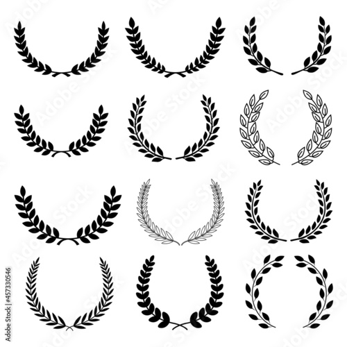 Circular laurel foliate vector icon
