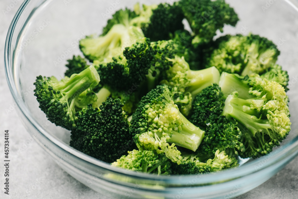 Bowlful of vibrant steamed broccoli Bowlful of vibrant steamed broccoli