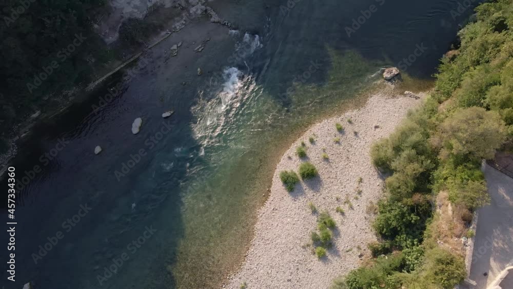 Birdseye aerial view of the Neretva River in Mostar. Bosnia and Herzegovina. Birdseye aerial view of the Neretva River in Mostar. Bosnia and Herzegovina.
