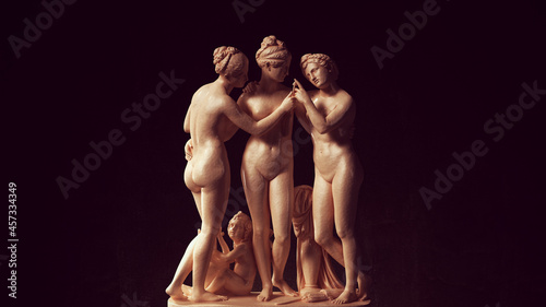 The Three Graces Woman Statue Greek Roman Goddesses Charm Beauty Creativity Art Sculpture 3d illustration render
