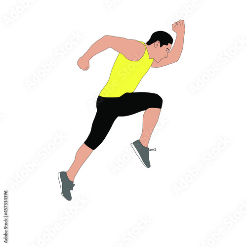 A sports man is running illustration vector. Running man in colours illustration 